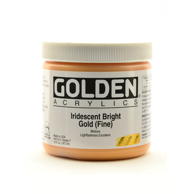 GOLDEN ARTIST COLORS, INC. Golden 4012-6  Acrylic Paint, Fine, 16 Oz, Iridescent Bright Gold