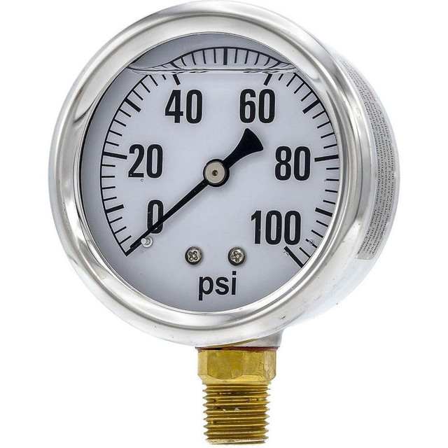 PIC Gauges AG-201L-254E Pressure Gauges; Gauge Type: Industrial Pressure Gauges ; Scale Type: Single ; Accuracy (%): 3-2-3% ; Dial Type: Analog ; Thread Type: 1/4" MNPT ; Bourdon Tube Material: Bronze