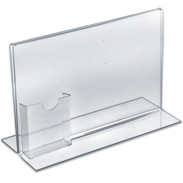 AZAR DISPLAYS 252041  Double-Foot Acrylic Sign Holders With Attached Tri-Fold Pockets, 8 1/2in x 11in, Clear, Pack Of 10