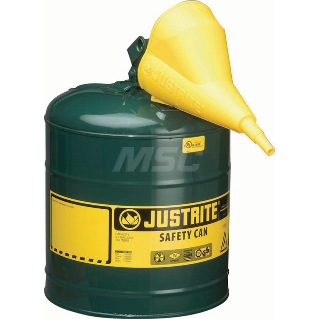 Justrite. 7150410 Safety Can: 5 gal, Steel