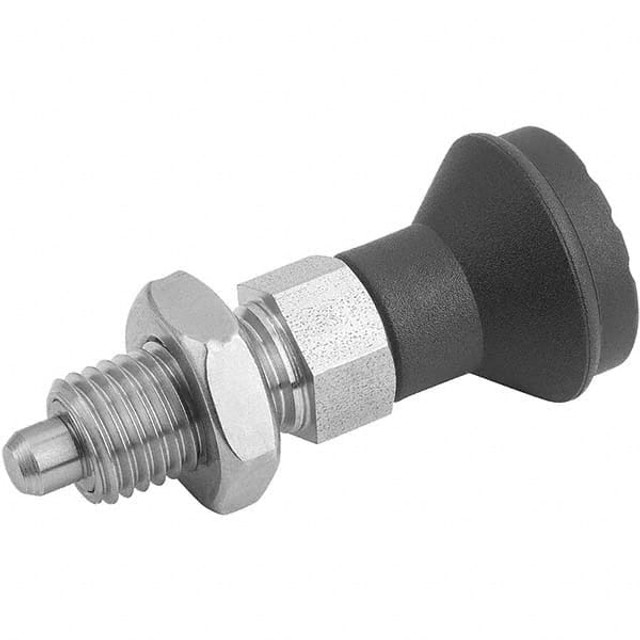 KIPP K0339.12410 M20x1.5, 25mm Thread Length, 10mm Plunger Diam, Locking Pin Knob Handle Indexing Plunger