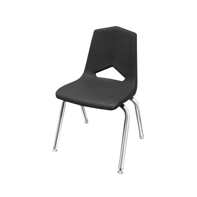 Stackable chairs are great for classrooms, boardrooms or other areas where large amounts of seating may be needed from time to time. The lumbar feature and V-back help offer support, and the steel frame is sure to last for years.  Weight capacity tested to support 225 lb.  1-piece polypropylene shell cradles your body. V-back provides spinal relief.  Lumbar feature supports your lower back and enhances the natural curve of your spine.  Waterfall seat cushion slopes slightly downward to help reduce stress on your legs.  18-gauge steel frame with concealed rivets and steel brackets for strength. Non-tapered, unswaged legs offer reliable stability.  Save time - no assembly required.  Overall Dimensions: 31 1/2inH x 20 1/4inW x 21 1/4inD.  Antimicrobial is an agent that kills microorganisms or stops their growth.