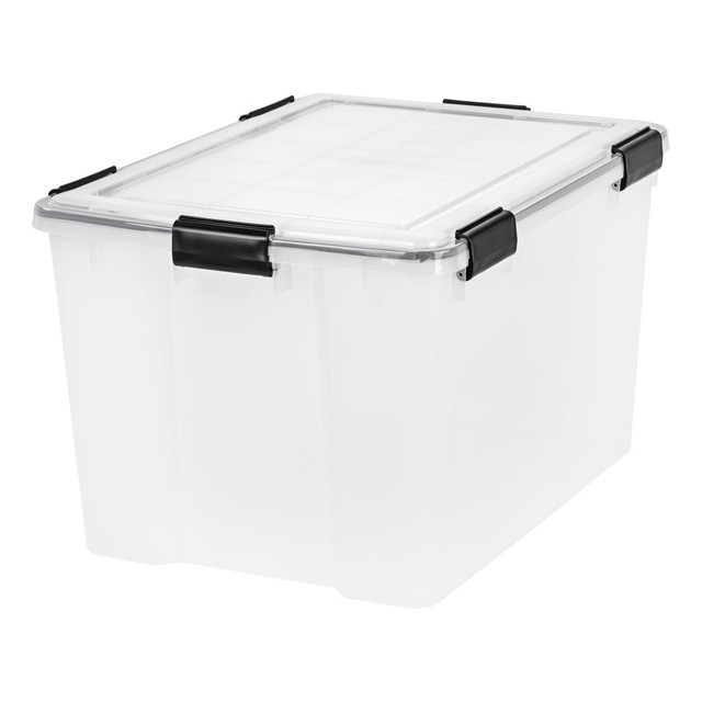 IRIS USA, INC. 110586 IRIS Weathertight Plastic Storage Container With Latch Lid, 14 1/2in x 17 3/4in x 23 5/8in, Clear