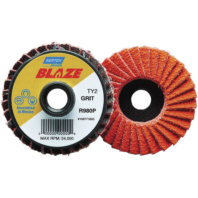 Norton 77696090158 Flap Disc: 80 Grit, Ceramic Alumina, Type 27