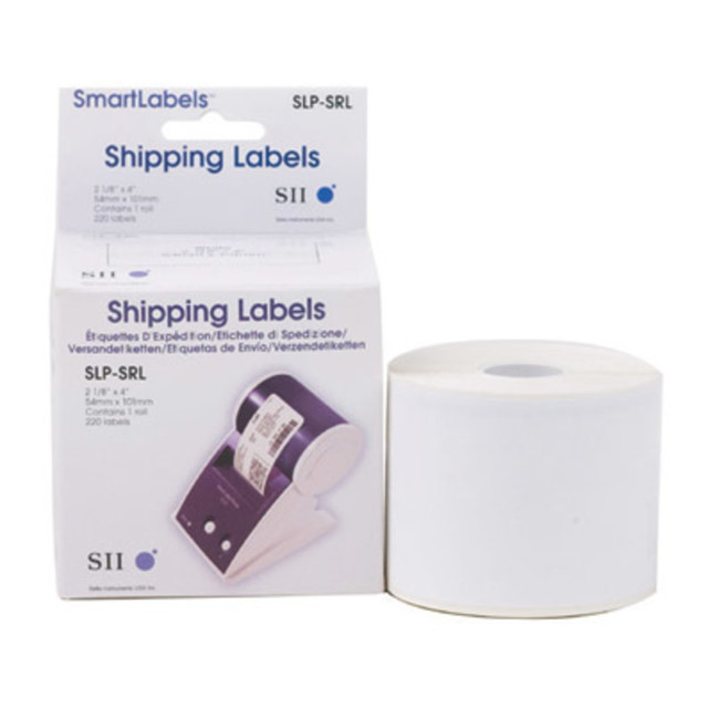 SEIKO INSTRUMENTS U.S.A., INC. Seiko SLP-SRL  SmartLabel SLP-SRL Shipping Direct Thermal Labels, SKPSLPSRL, Rectangle, 2 1/8inW x 4inL, White, Roll Of 220 Labels