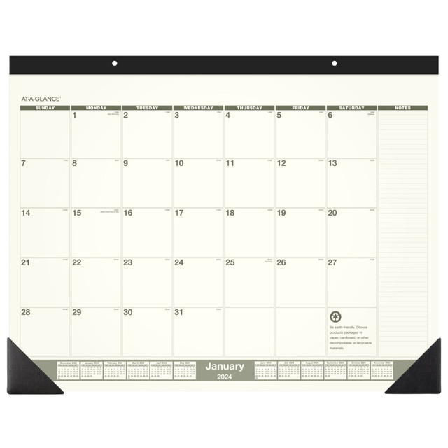 ACCO BRANDS USA, LLC AT-A-GLANCE SK32G0024 2024 AT-A-GLANCE Recycled Monthly Desk Pad Calendar, 22in x 17in, 100% Recycled, January To December 2024, SK32G00