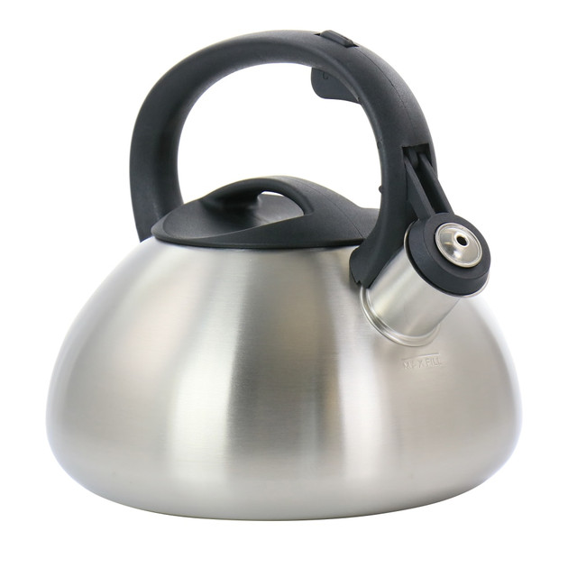 GIBSON OVERSEAS INC. 995115258M Mr. Coffee Harpwell Stainless Steel Whistling Tea Kettle, 1.8 Qt, Silver