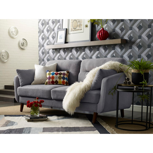 MILLWORK HOLDING CO INC UPH200119 Elle Decor Chloe Mid-Century Modern Sofa, Dark Gray/Chestnut MILLWORK HOLDING CO INC UPH200119 Elle Decor Chloe Mid-Century Modern Sofa, Dark Gray/Chestnut