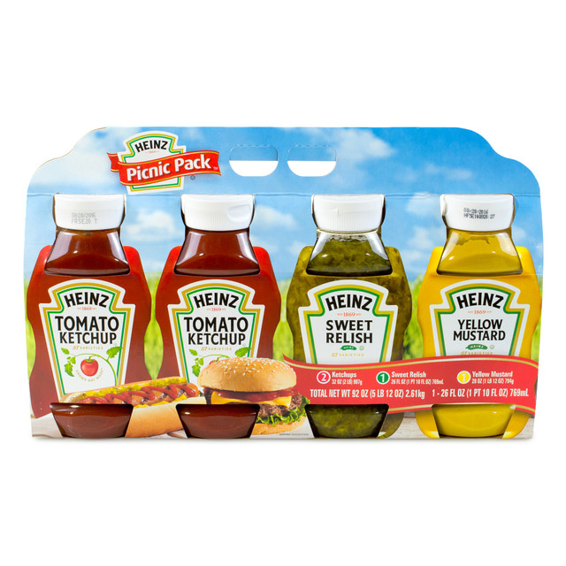 KRAFT HEINZ FOODS COMPANY 15695 Heinz Condiment Picnic Pack, 26 Oz, Pack Of 4 Bottles