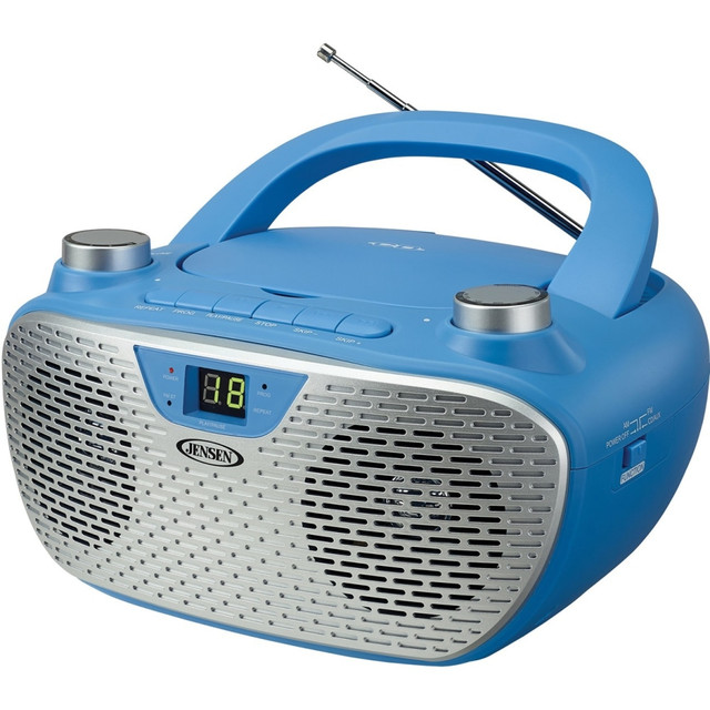 SPECTRA - JENSEN CD-485-BL JENSEN Portable Stereo Compact Disc Player with AM/FM Stereo Radio - 1 x Disc Integrated Stereo Speaker - Blue, Silver - CD-DA, MP3 - Auxiliary Input