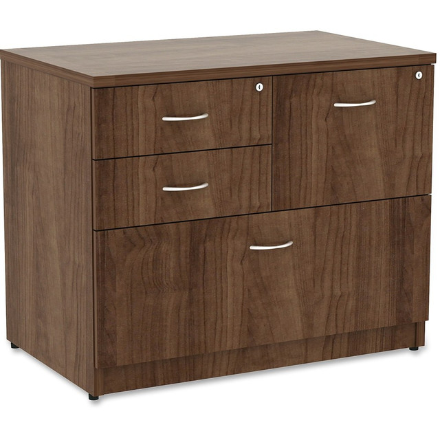 SP RICHARDS 69542 Lorell Essentials 35-1/2inW x 22inD Lateral 4-Drawer Combo File Cabinet, Walnut