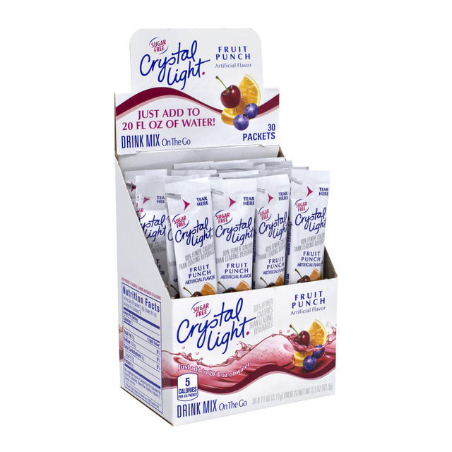 CRYSTAL LIGHT 307-00156  On-The-Go Sugar-Free Drink Mix, Fruit Punch, 0.11 Fl Oz, 30 Packets Per Box, Pack Of 2 Boxes