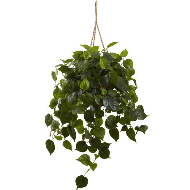 NEARLY NATURAL INC. Nearly Natural 6853  3ftH Philodendron With Hanging Basket, Green/Brown