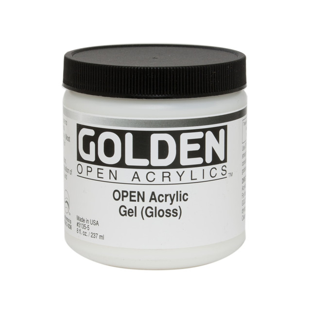 GOLDEN ARTIST COLORS, INC. 3135-5 Golden OPEN Acrylic Mediums, Gel Medium, Gloss, 8 Oz