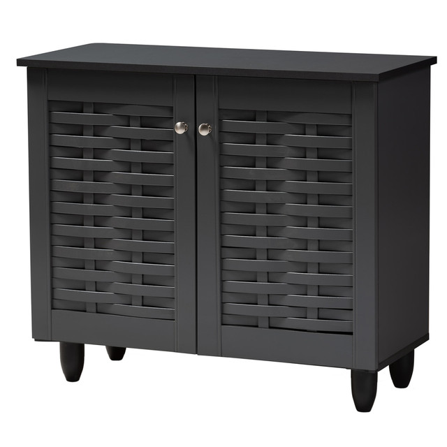 WHOLESALE INTERIORS, INC. Baxton Studio 2721-9165  Winda 2-Door Entryway Shoe Storage Cabinet, Dark Gray