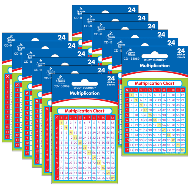 EDUCATORS RESOURCE Carson Dellosa Education CD-168069-12  Sticker Pack, Multiplication, 24 Stickers Per Pack, Set Of 12 Packs