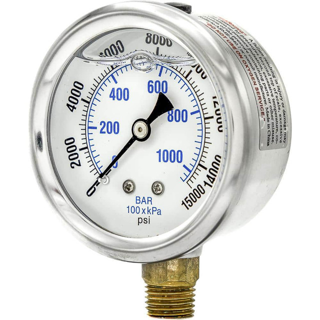 PIC Gauges PRO-201L-254V Pressure Gauges; Gauge Type: Industrial Pressure Gauges ; Scale Type: Dual ; Accuracy (%): 2-1-2% ; Dial Type: Analog ; Thread Type: 1/4" MNPT ; Bourdon Tube Material: Bronze