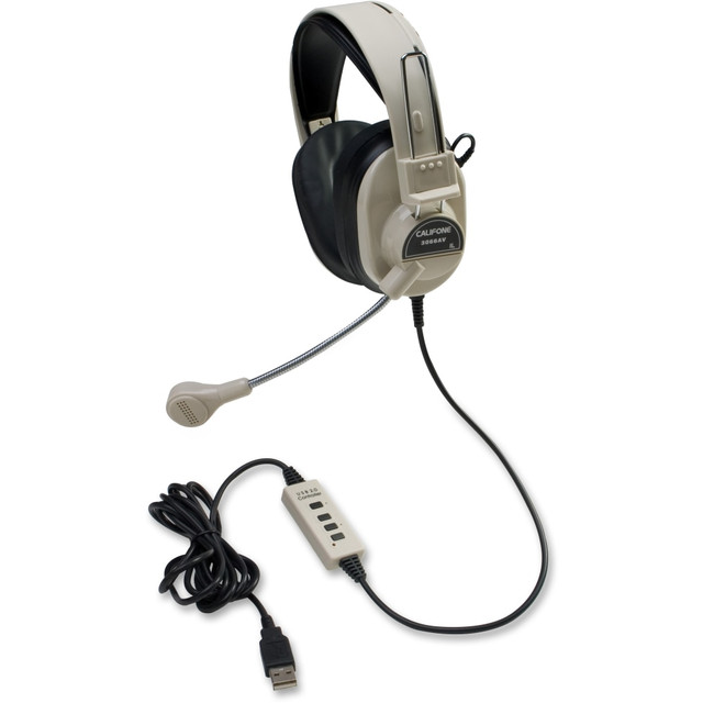CALIFONE INTERNATIONAL, INC. 3066-USB Califone 3066USB Deluxe Stereo Headset - Stereo - USB - Wired - 20 Hz to 20 kHz - Over-the-head - Binaural - Ear-cup - 7 ft Cable - Electret Microphone