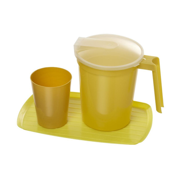 MEDLINE INDUSTRIES, INC. DYND87601 Medline Water Tumbler & Pitcher Sets With Tray, Gold, Pack Of 12