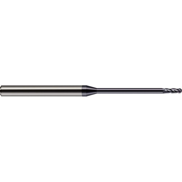 Harvey Tool 861220-C3 Ball End Mill: 0.02" Dia, 0.06" LOC, 4 Flute, Solid Carbide