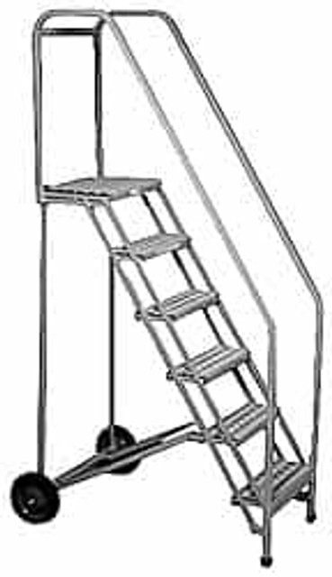 PW Platforms PWRF107 7-Step Ladder: Steel Folding Step Ladder: 100" OAH