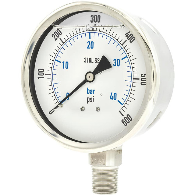 PIC Gauges PRO301L402K-01 Pressure Gauges; Gauge Type: Industrial Pressure Gauges ; Scale Type: Dual ; Accuracy (%): 1% full-scale ; Dial Type: Analog ; Thread Type: NPT ; Bourdon Tube Material: 316 Stainless Steel