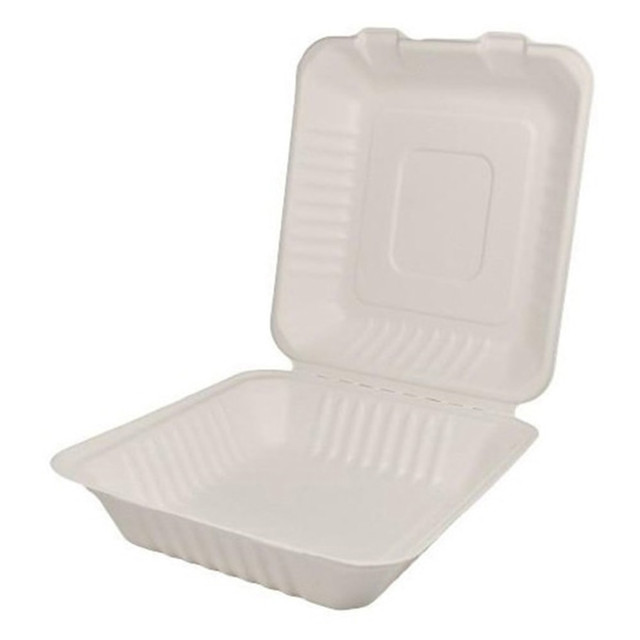 LOLLICUP USA, INC. KE-BHC88-1C Karat Earth Bagasse Clamshell Food Containers, 8in x 8in, Natural, Case Of 200 Clamshells LOLLICUP USA, INC. KE-BHC88-1C Karat Earth Bagasse Clamshell Food Containers, 8in x 8in, Natural, Case Of 200 Clamshells