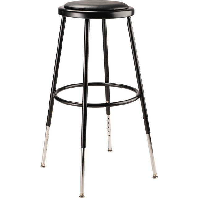 NATIONAL PUBLIC SEATING CORP 6424H-10 National Public Seating 6400 Adjustable Vinyl Task Stool, Black Seat/Black Frame