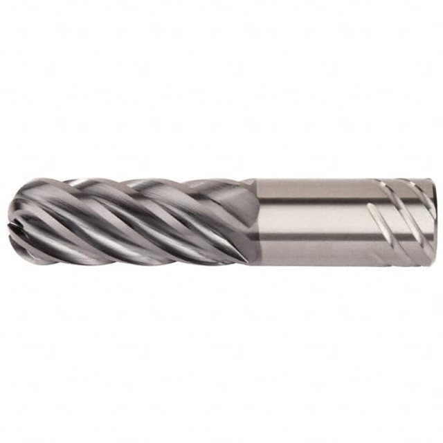 Kennametal 6114190 Corner Radius End Mill: 6-1/2" LOC, 3/8" Radius, 6 Flutes, Solid Carbide