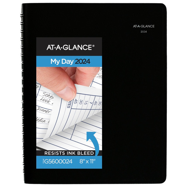 ACCO BRANDS USA, LLC AT-A-GLANCE G5600024 2024 AT-A-GLANCE DayMinder Daily 4-Person Group Appointment Book, 8in x 11in, Black, January To December 2024, G56000