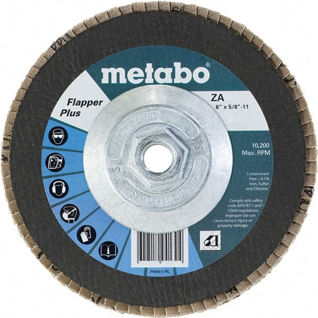 Metabo 629474000 Flap Disc: 5/8-11 Hole, 40 Grit, Zirconia Alumina, Type 27