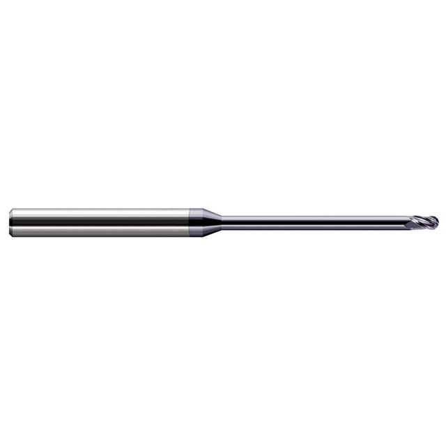 Harvey Tool 49210-C3 Ball End Mill: 0.01" Dia, 0.015" LOC, 3 Flute, Solid Carbide