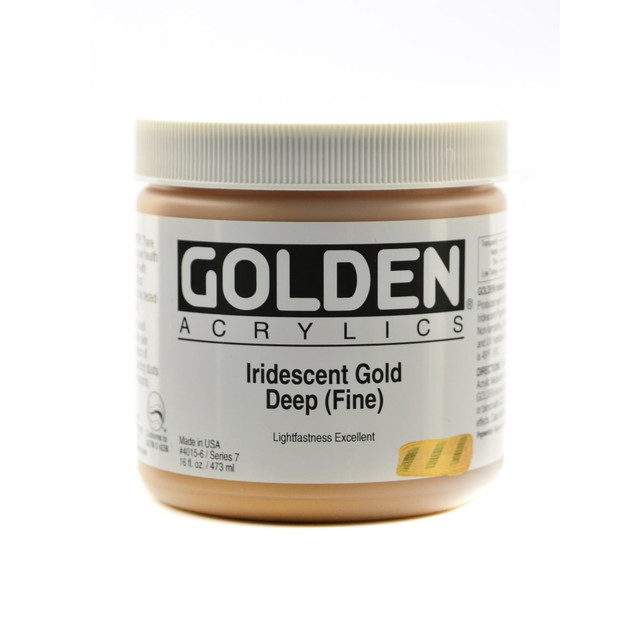 GOLDEN ARTIST COLORS, INC. 4015-6 Golden Acrylic Paint, Fine, 16 Oz, Iridescent Gold Deep