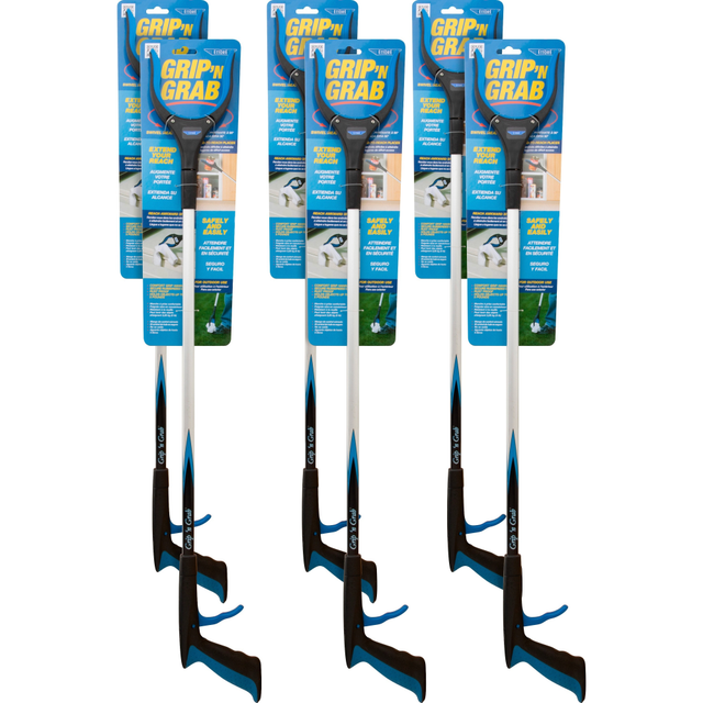 STECCONE PRODUCTS COMPANY 49036CT Ettore Grip N Grab Multipurpose Pickup Tool - 32in Reach - Lightweight, Rust Proof, Articulating Head, Comfortable Handle - Aluminum, Plastic, Rubber - Blue - 6 / Carton