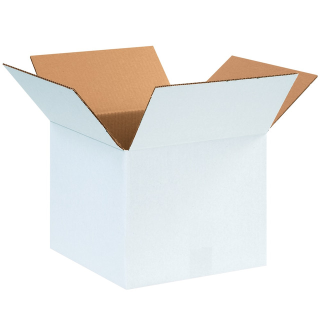 B O X MANAGEMENT, INC. Partners Brand 121210W  White Corrugated Boxes, 12in x 12in x 10in, Pack Of 25