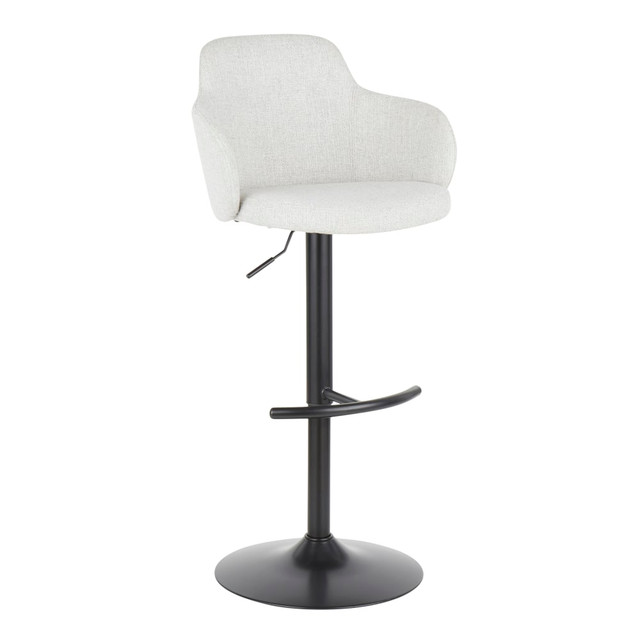 LUMISOURCE, LLC BS-BOYNEUP BKLGY LumiSource Upholstered Boyne Bar Stool, Black/Light Gray