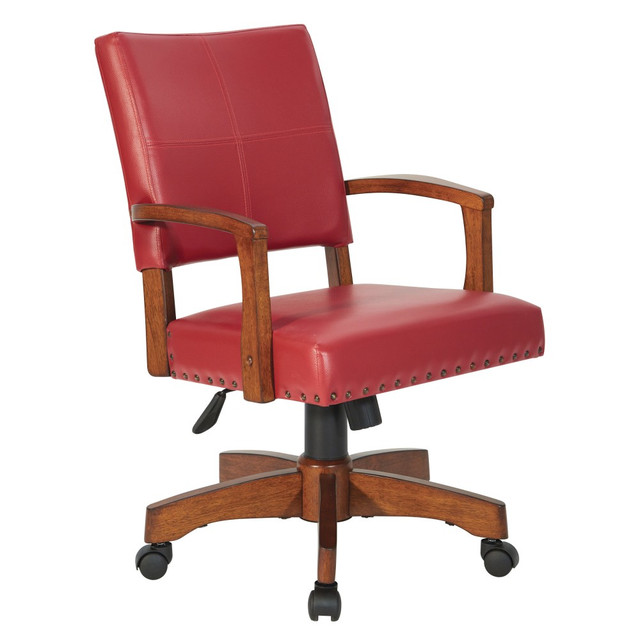 OFFICE STAR PRODUCTS 109MB-RD Office Star Deluxe Ergonomic Wood Mid-Back Bankers Chair, Red