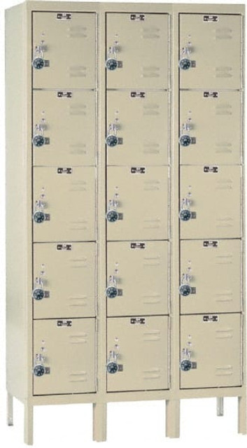 Hallowell URB3226-5A-PT 3-Wide Locker: 12" Wide, 11" Deep, 66" High, Padlock