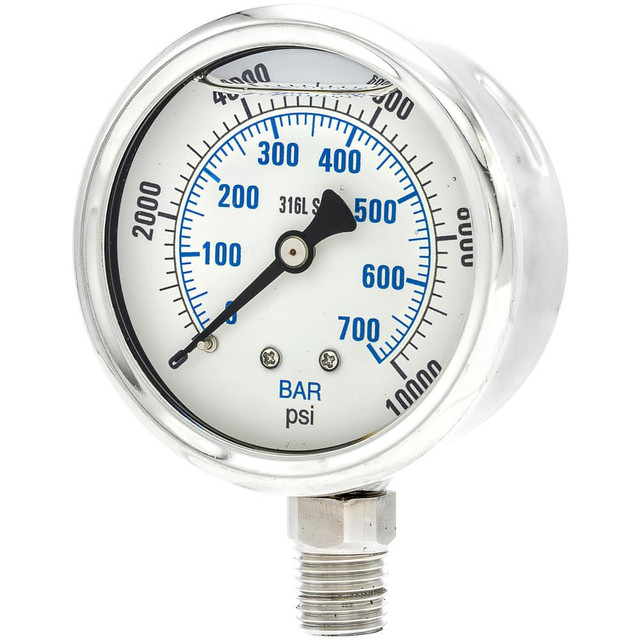 PIC Gauges PRO301L254U-01 Pressure Gauges; Gauge Type: Industrial Pressure Gauges ; Scale Type: Dual ; Accuracy (%): 2-1-2% ; Dial Type: Analog ; Thread Type: 1/4" MNPT ; Bourdon Tube Material: 316 Stainless Steel