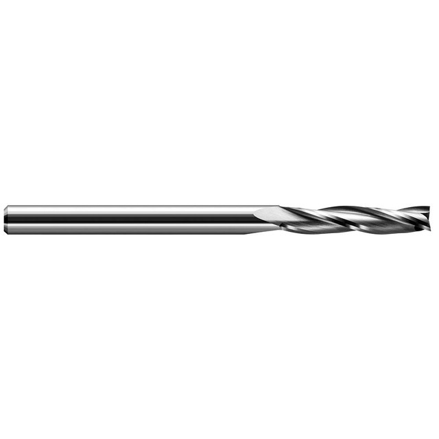 Harvey Tool 986512 Square End Mill: 3/16'' Dia, 1'' LOC, 3/16'' Shank Dia, 3'' OAL, 3 Flutes, Solid Carbide