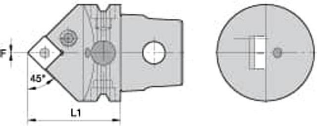 Kennametal 2408002 Modular Turning & Profiling Cutting Unit Head: Size KM63, 60 mm Head Length, External, Neutral