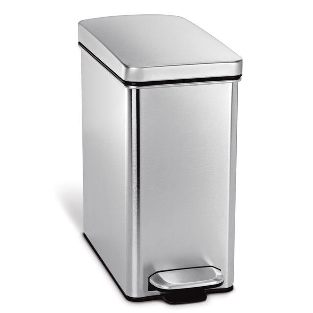 SIMPLEHUMAN LLC simplehuman CW1898  Brushed Stainless Steel Profile Step Can, Silver, 2.6 Gallons