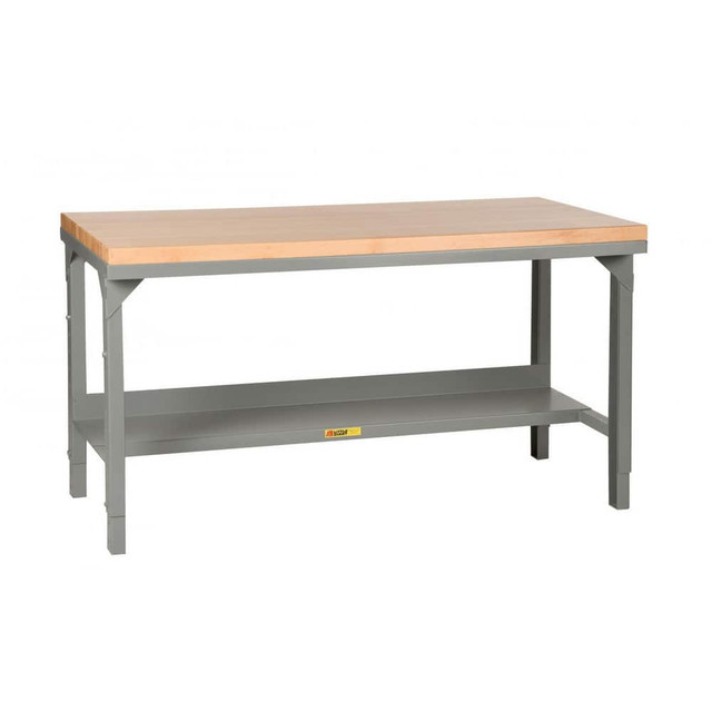 Little Giant. WSJ2-3672-36-DR Stationary Heavy-Duty Workbench with Butcher Block Top: Gray