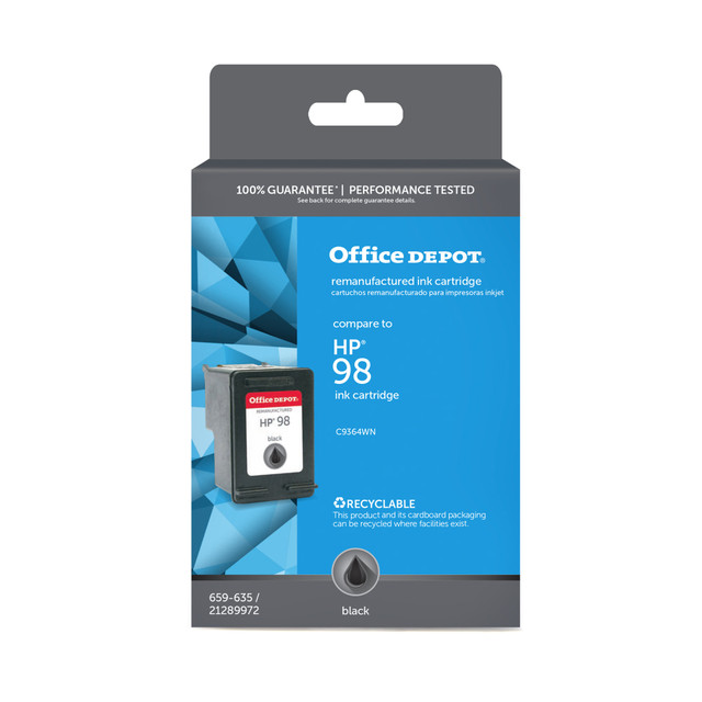 CLOVER TECHNOLOGIES GROUP, LLC ODC298 Office Depot Brand Remanufactured Black Ink Cartridge Replacement For HP 98 CLOVER TECHNOLOGIES GROUP, LLC ODC298 Office Depot Brand Remanufactured Black Ink Cartridge Replacement For HP 98