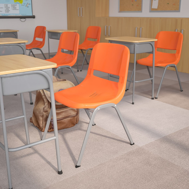 FLASH FURNITURE 5RUTEO1OR  HERCULES Series Ergonomic Shell Stack Chairs, Orange, Set Of 5 Chairs