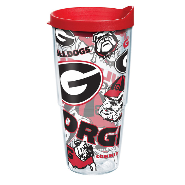 TERVIS TUMBLER COMPANY 01240561 Tervis NCAA All-Over Tumbler With Lid, 24 Oz, Georgia Bulldogs