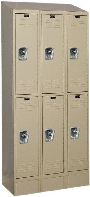 Hallowell URB3258-2ASB-PT 3-Wide Locker: 12" Wide, 78" High, Padlock