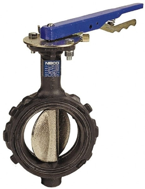 NIBCO NLH200E Manual Wafer Butterfly Valve: 2-1/2" Pipe, Lever Handle