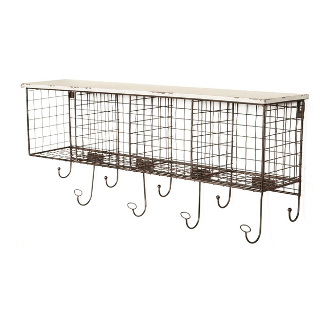 LINON HOME DECOR PRODUCTS, INC OFDP1610 Linon Julia 4-Cubby Home Office Wall Shelf, 12-1/2inH x 29-1/2inW x 6-1/2inD, White LINON HOME DECOR PRODUCTS, INC OFDP1610 Linon Julia 4-Cubby Home Office Wall Shelf, 12-1/2inH x 29-1/2inW x 6-1/2inD, White