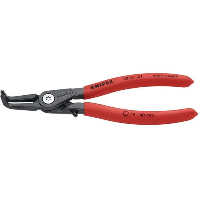 Knipex 48 41 J21 Retaining Ring Pliers; Type: Internal; Tip Angle: 90 0; Body Material: Steel; Handle Material: Non-Slip Plastic; Tether Style: Not Tether Capable; Features: Heavy-Duty; Overstretching Limiter; Bolted Joint; Zero Backlash Operation; A